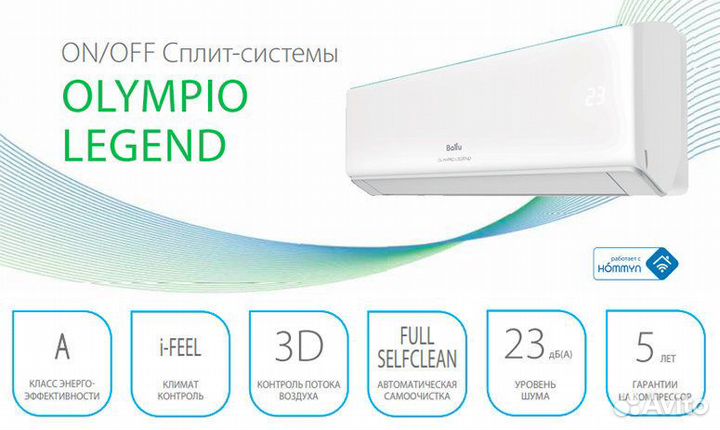 Кондиционеры Ballu Olympio legend NEW 2023 BSW-07