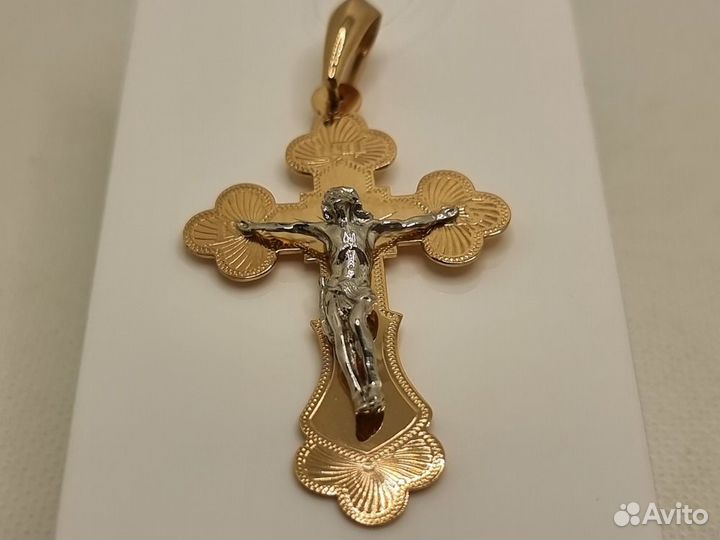 Золотая подвеска крест без камня 585* (Спутник юв)