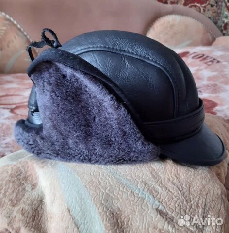 Кепка кожаная на меху мужская
