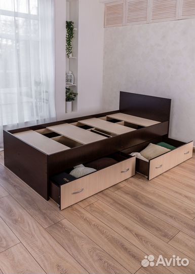 Кровать 90х200 с ящиками Марс венге