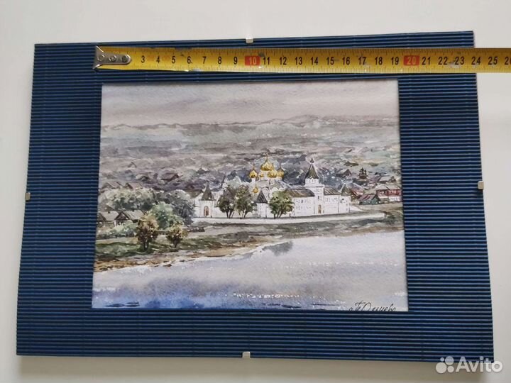 Картина Акварель пейзаж монастырь в Костроме