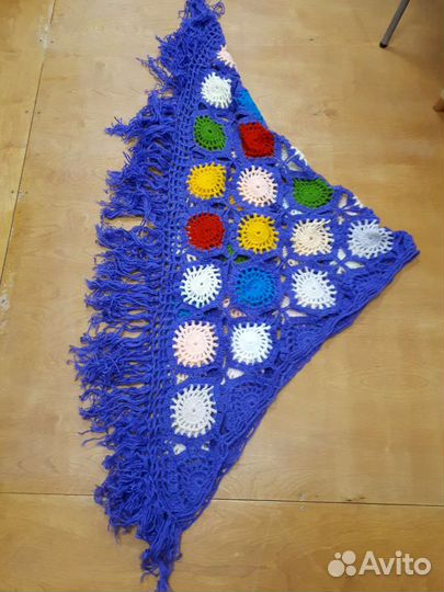 Шаль косынка вязаная разноцветная