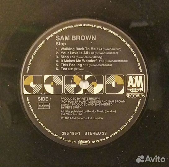 LP Sam Brown – Stop A&M Records – 395195-1 / 1988