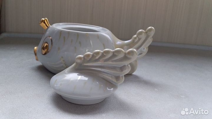 Новая фарфоровая рыбка икорница,шкатулка СССР