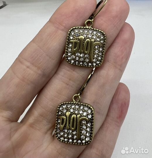 Серьги christian dior латунь