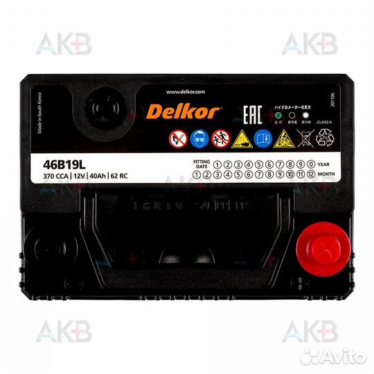 Аккумулятор автомобильный Delkor 46B19L (40R 370A