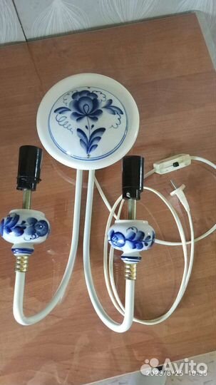 Комплект бра и люстра Гжель СССР