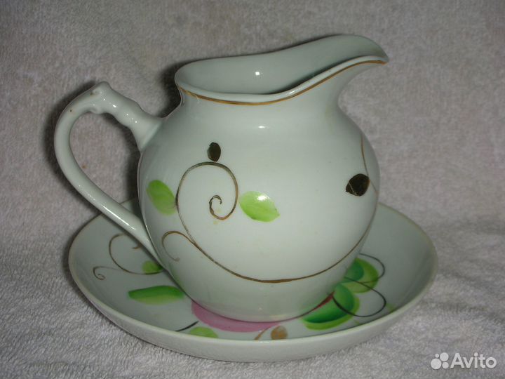 Молочник с блюдцем, фарфор, Дулево, СССР