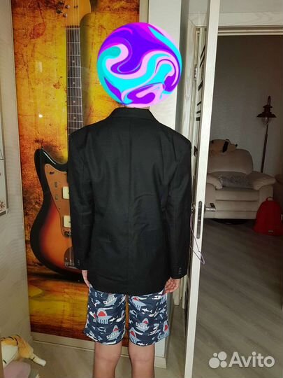 Пиджак школьный, черный р 152-164