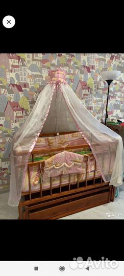 Балдахин в кроватку с держателем с бортиками