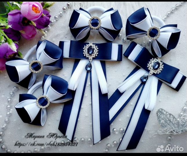 Школьный комплект бантики+галстук