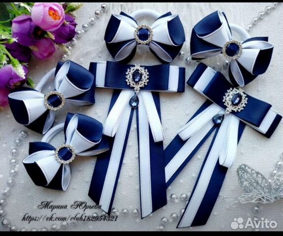 Школьный комплект бантики+галстук