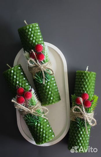 Свечи из вощины новый год набор свечей