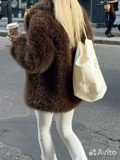 Шуба коричневая 90 S M L zara lime