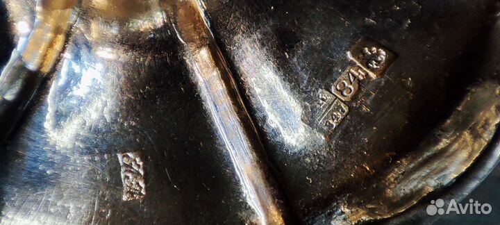 Серебряная икорница,солонка. 84 пробы