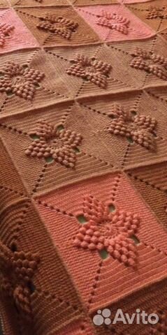 Плед детский вязаный ручная работа 110х92 см