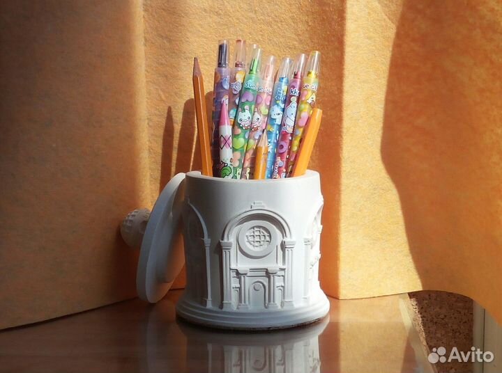 Шкатулка из гипса для косметики, украшений. Кашпо