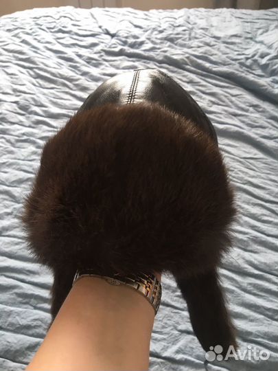 Шапка детская натуральная кожа и мех р 58