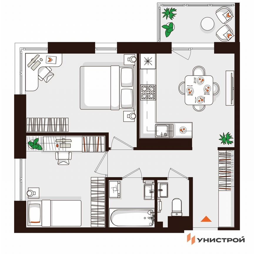 2-к. квартира, 49,4 м², 3/5 эт.