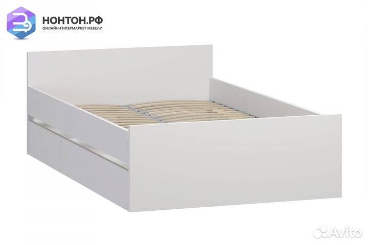 Кровать двуспальная Орион белая с ящиками