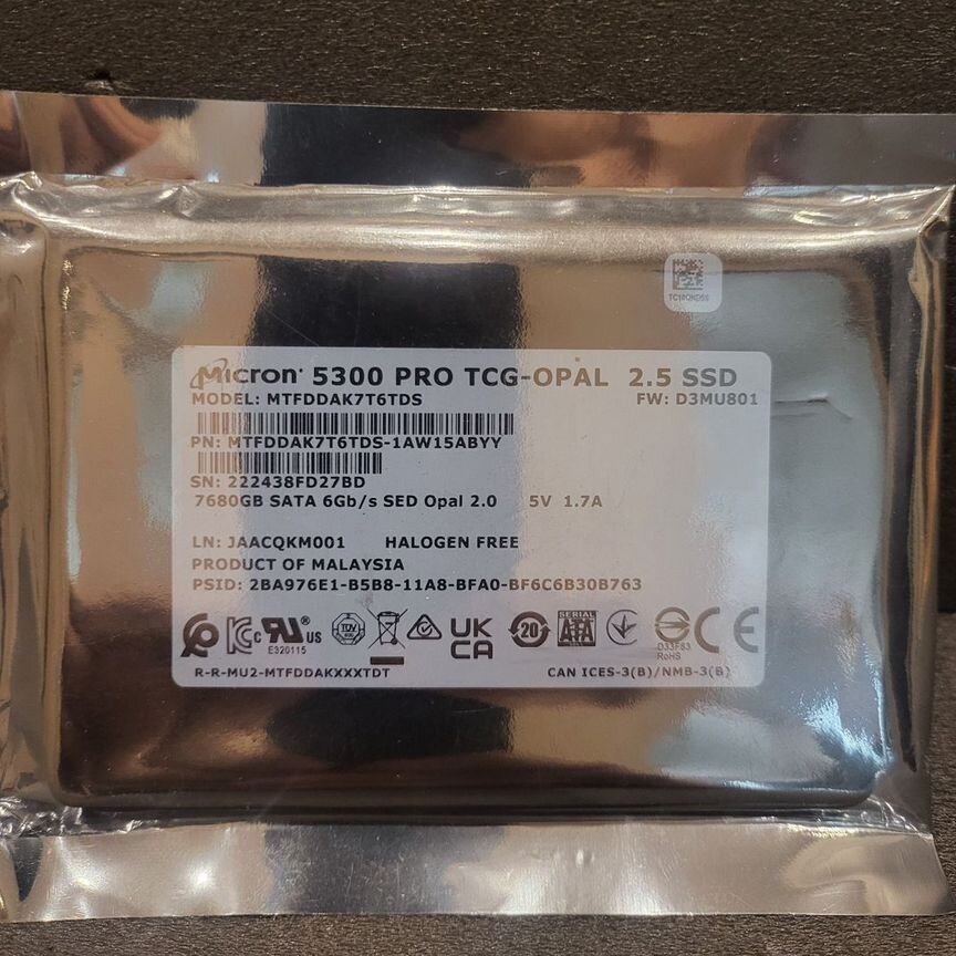 [MTFDDAK7T6TDS-1AW1ZABYY] Micron 5300 Pro 7.68tb Sat Mtfddak7t6tds-1aw1zabyy