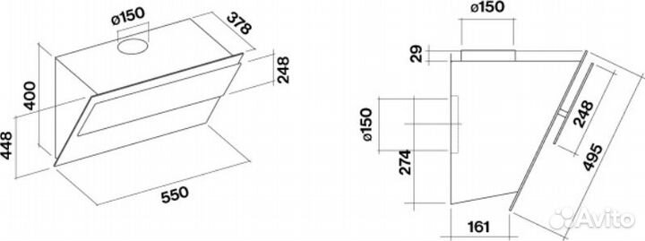 Вытяжка falmec verso 55 gray cvxn55.E0P2#zzza491F