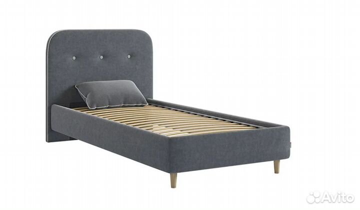 Кровать Лео 0.9 велюр графит / галька