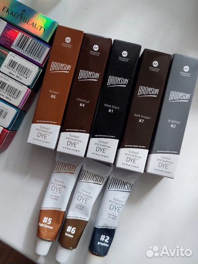 Краска для бровей и ресниц bronsun,хна новая,набор