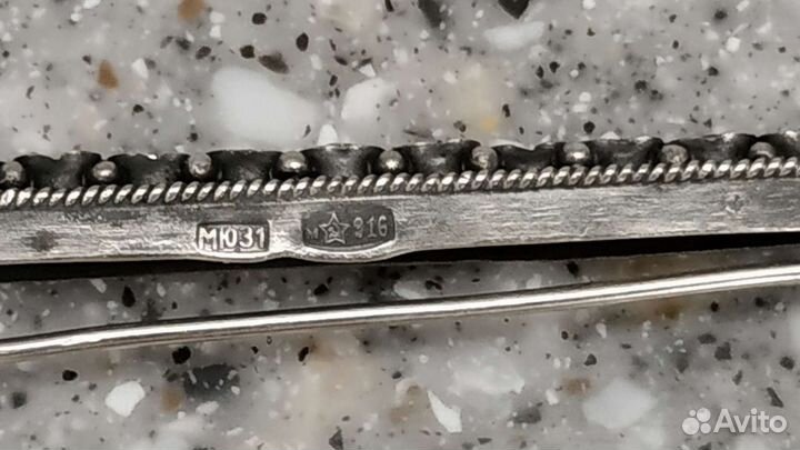 Заколка для галстука, брошь, СССР, серебро