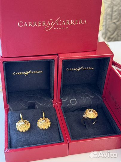 Золотые серьги и кольцо CarrerayCarrera