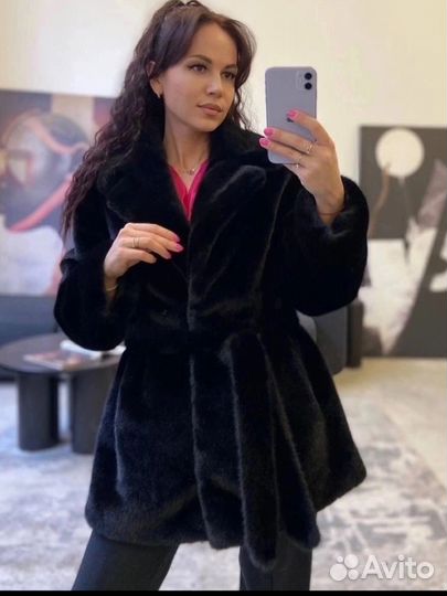 Шуба 80см норка черная XS S M L XL