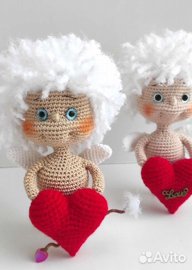 Купидон к дню влюблённых кукла вязаная крючком