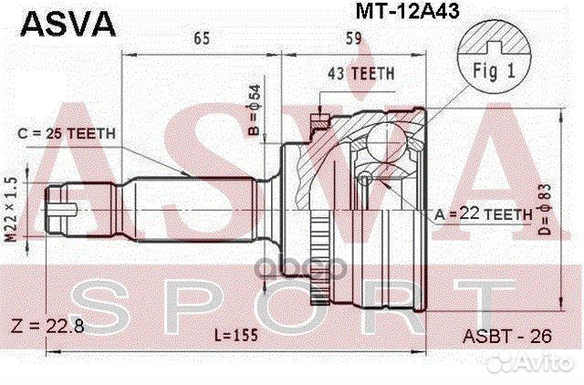 ШРУС наружный 22x54x25 MT-12A43 asva