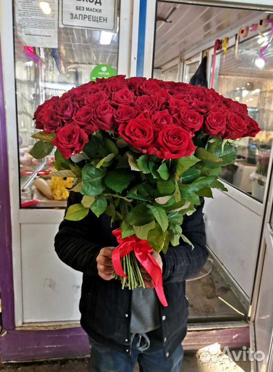 Розы с доставкой, букет роз 101 шт