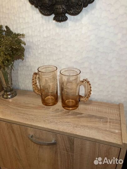 Кружка винтажная из карамельного стекла