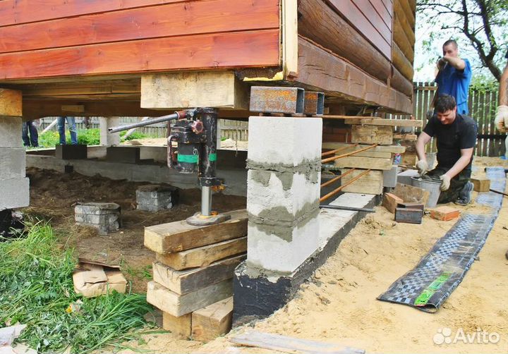 Подъем дома замена венцов