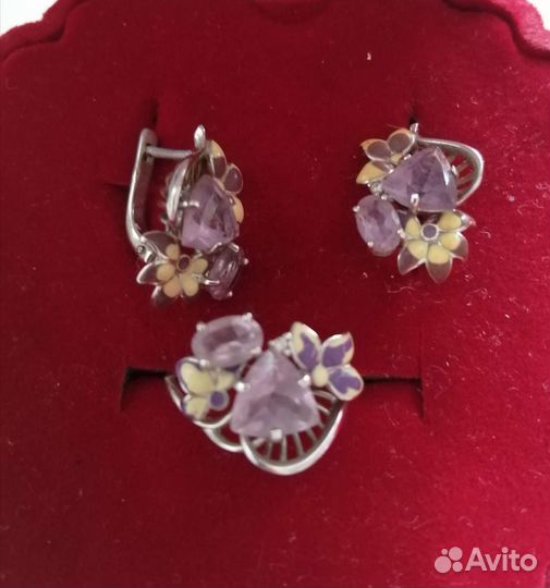 Набор из серебра с аметистом природным