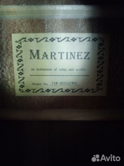 Акустическая гитара Martinez faw-802cqtwrs
