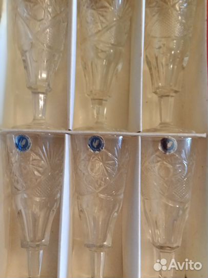 Хрустальные рюмки на ножке СССР40 мм новые