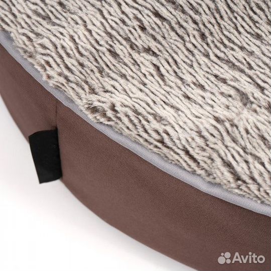 Лежанка для животных круглая коричневая/серая