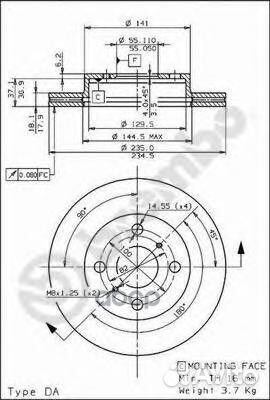 09.7825.10 диск тормозной передний Toyota Yari