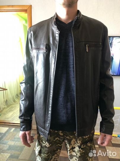 Кожаная куртка мужская утепленная