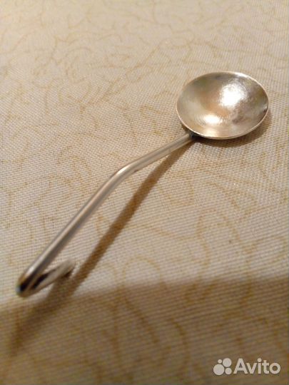 Ложка старинная, серебро 875 проба с головой