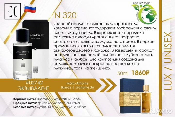 Ганимед номерная парфюмерия, духи
