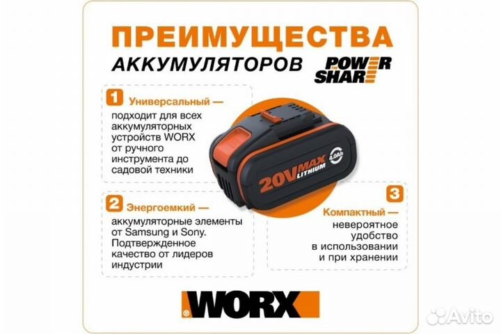 Аккумуляторный триммер Worx 1х1.5 Ач и Зу WG157E