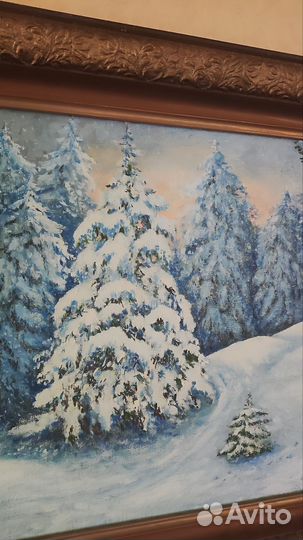Картина маслом на холсте Зимний пейзаж