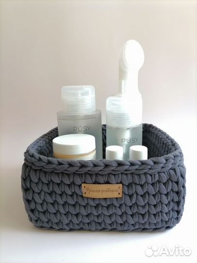 Корзинки вязаные квадратные