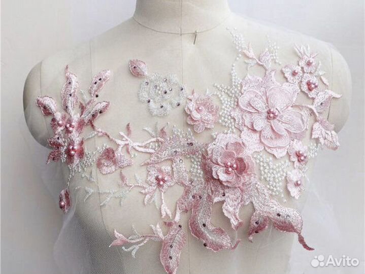 Нашивка для одежды 3D цветы вышивка гладью