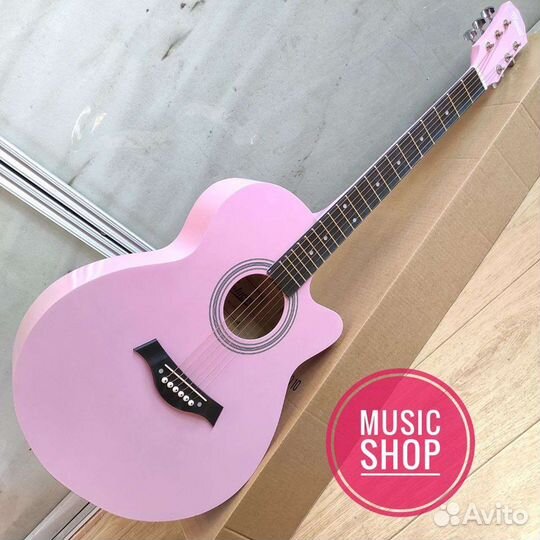 Гитара новая розовая полноразмерная