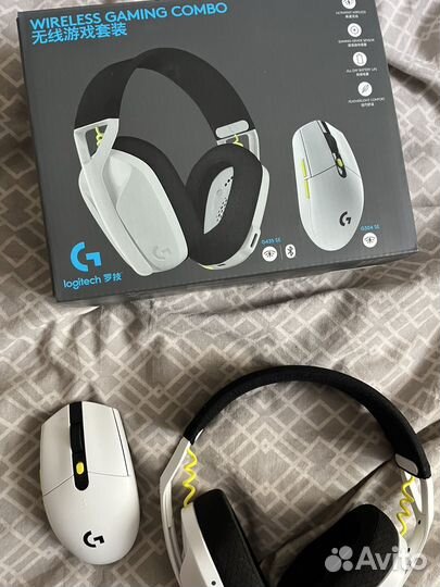 Игровые беспроводные наушники + мышь Logitech